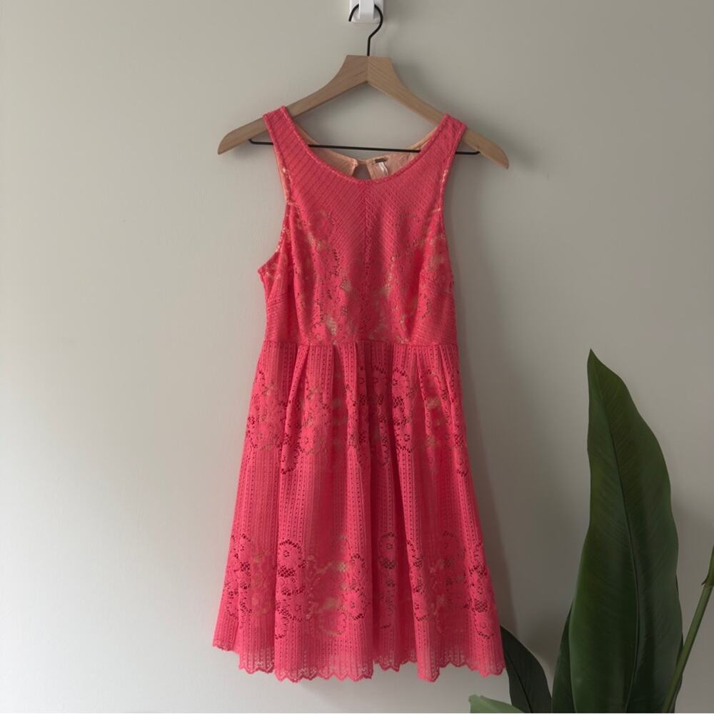 Free People Lace Rocco Dress Dusty Rose Pink cut out Backless mini dress cutout - Picture 3 of 15